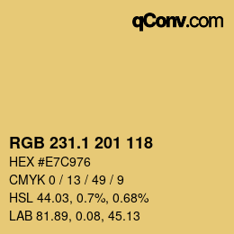 カラーコード: RGB 231.1 201 118 | qconv.com