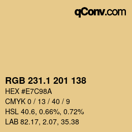 Color code: RGB 231.1 201 138 | qconv.com