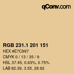カラーコード: RGB 231.1 201 151 | qconv.com