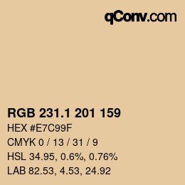 カラーコード: RGB 231.1 201 159 | qconv.com