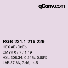 カラーコード: RGB 231.1 216 229 | qconv.com