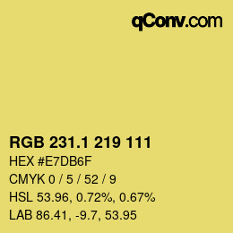 カラーコード: RGB 231.1 219 111 | qconv.com