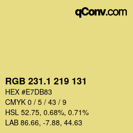 カラーコード: RGB 231.1 219 131 | qconv.com