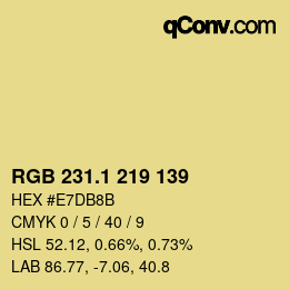 カラーコード: RGB 231.1 219 139 | qconv.com