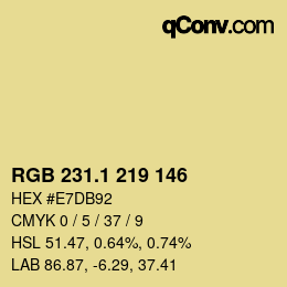 カラーコード: RGB 231.1 219 146 | qconv.com