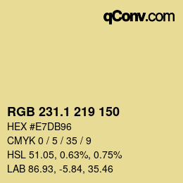 カラーコード: RGB 231.1 219 150 | qconv.com