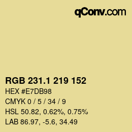 カラーコード: RGB 231.1 219 152 | qconv.com