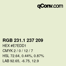 カラーコード: RGB 231.1 237 209 | qconv.com