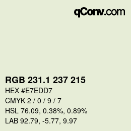 Color code: RGB 231.1 237 215 | qconv.com