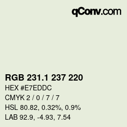 Color code: RGB 231.1 237 220 | qconv.com