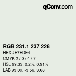 Color code: RGB 231.1 237 228 | qconv.com