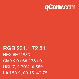 カラーコード: RGB 231.1 72 51 | qconv.com