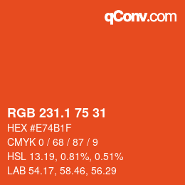 カラーコード: RGB 231.1 75 31 | qconv.com