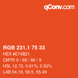 カラーコード: RGB 231.1 75 33 | qconv.com