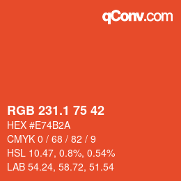 カラーコード: RGB 231.1 75 42 | qconv.com