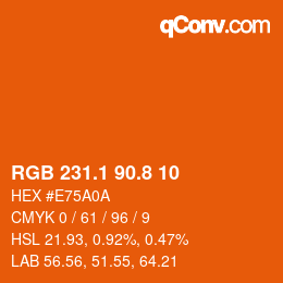 Color code: RGB 231.1 90.8 10 | qconv.com