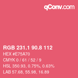 カラーコード: RGB 231.1 90.8 112 | qconv.com