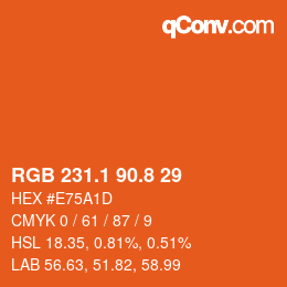 カラーコード: RGB 231.1 90.8 29 | qconv.com