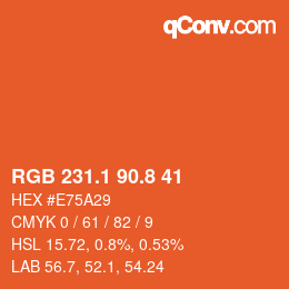 Color code: RGB 231.1 90.8 41 | qconv.com