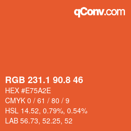 Color code: RGB 231.1 90.8 46 | qconv.com