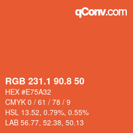 Color code: RGB 231.1 90.8 50 | qconv.com