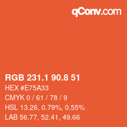 Color code: RGB 231.1 90.8 51 | qconv.com