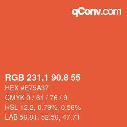 Color code: RGB 231.1 90.8 55 | qconv.com
