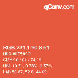 Color code: RGB 231.1 90.8 61 | qconv.com