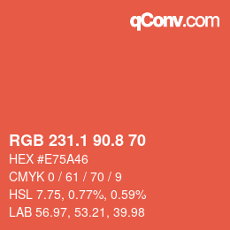 Color code: RGB 231.1 90.8 70 | qconv.com