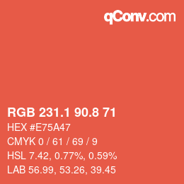 Color code: RGB 231.1 90.8 71 | qconv.com