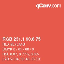 Color code: RGB 231.1 90.8 75 | qconv.com