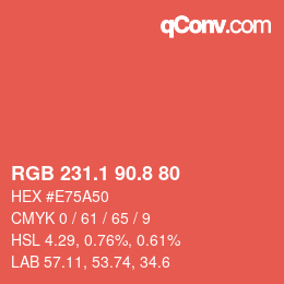 Color code: RGB 231.1 90.8 80 | qconv.com