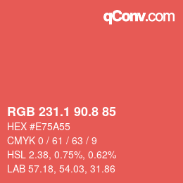 Color code: RGB 231.1 90.8 85 | qconv.com