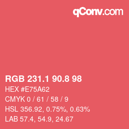 カラーコード: RGB 231.1 90.8 98 | qconv.com