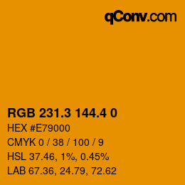 カラーコード: RGB 231.3 144.4 0 | qconv.com