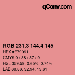 カラーコード: RGB 231.3 144.4 145 | qconv.com