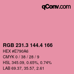 カラーコード: RGB 231.3 144.4 166 | qconv.com
