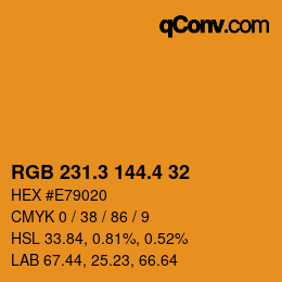 カラーコード: RGB 231.3 144.4 32 | qconv.com