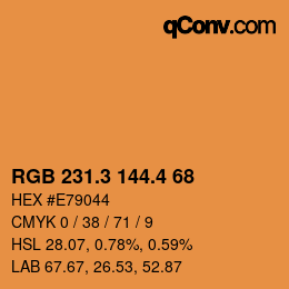 カラーコード: RGB 231.3 144.4 68 | qconv.com