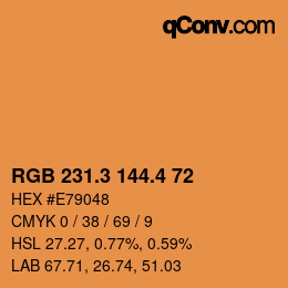 カラーコード: RGB 231.3 144.4 72 | qconv.com