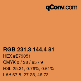 カラーコード: RGB 231.3 144.4 81 | qconv.com