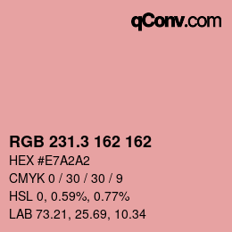 カラーコード: RGB 231.3 162 162 | qconv.com