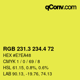 カラーコード: RGB 231.3 234.4 72 | qconv.com