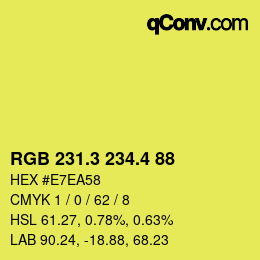 カラーコード: RGB 231.3 234.4 88 | qconv.com