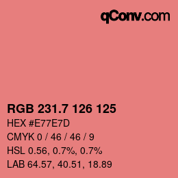 カラーコード: RGB 231.7 126 125 | qconv.com