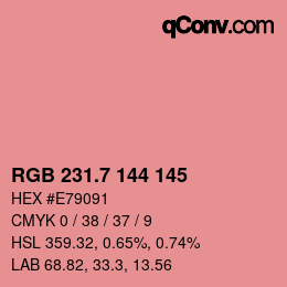 カラーコード: RGB 231.7 144 145 | qconv.com