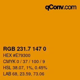 颜色代码: RGB 231.7 147 0 | qconv.com
