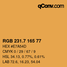 カラーコード: RGB 231.7 165 77 | qconv.com