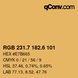 カラーコード: RGB 231.7 182.6 101 | qconv.com