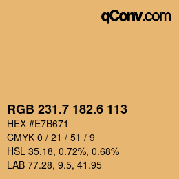 カラーコード: RGB 231.7 182.6 113 | qconv.com